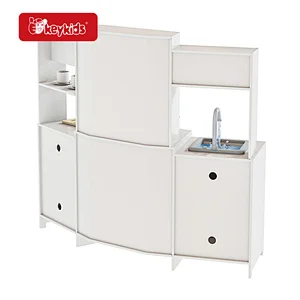 Large White Wooden Corner Play Kitchen Set with Lights & Sounds for Children Ages 3+ W10C900